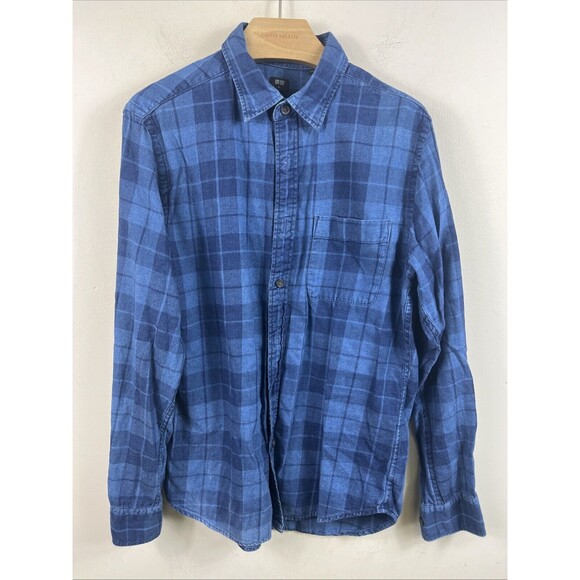 Uniqlo Other - Uniqlo Men’s Button Up Shirt Long Sleeve Blue Size Medium Plaid Flannel